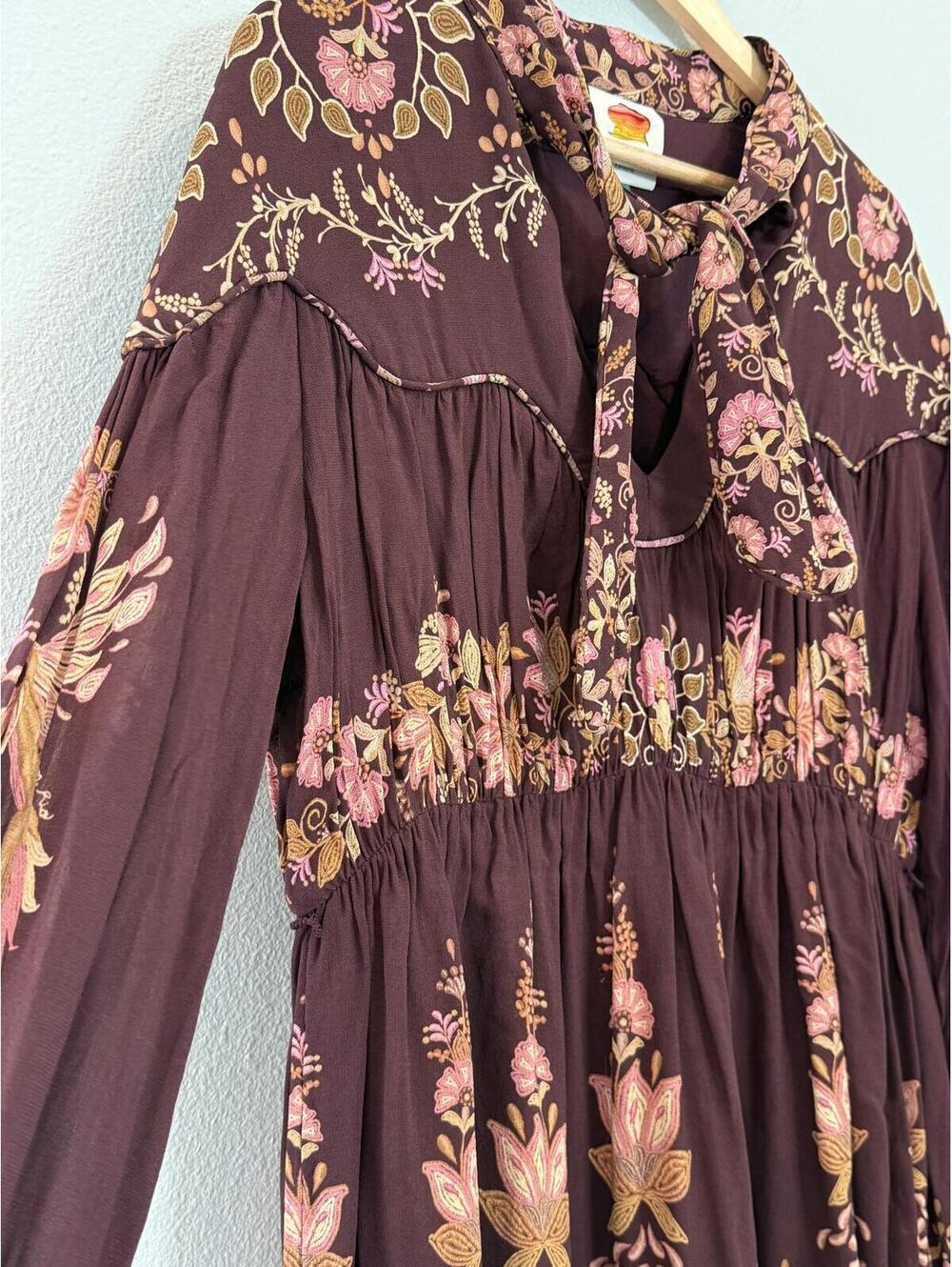 Farm Rio The Bella Brown and Pink Floral Mini Dress - Women's XL - Picture 4 of 9